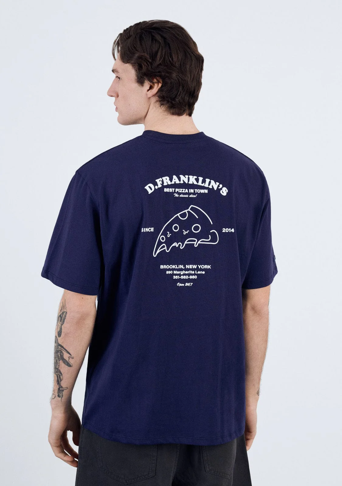 Best Pizza T-Shirt Navy / White - Image 4
